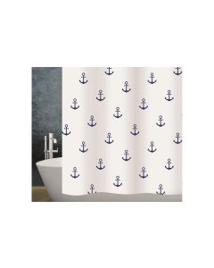 diaqua® Duschvorhang Anchor 180 x 200 cm, Weiss / Blau