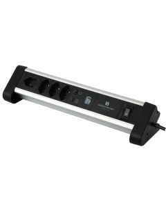 Schönenberger Tischsteckdosenleiste Alu-Office-Line 4 × T13 USB-C/A