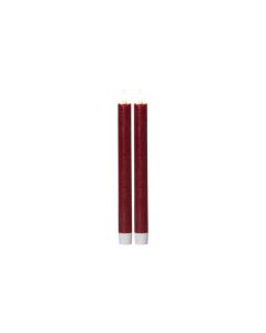 Star Trading LED-Stabkerzen Set Dinner Flamme Ø 2.2 x 24.5 cm, Rot, 2 Stk
