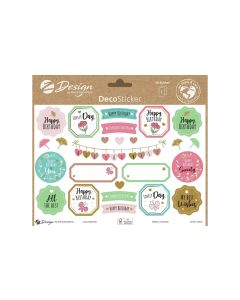 Z-Design Motivsticker Deko, Papier Happy Birthday, Bunt, 50 Aufkleber