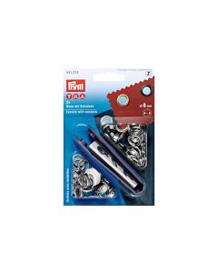 Prym Ösen + Scheiben 8 mm, Silber, 24 Stück