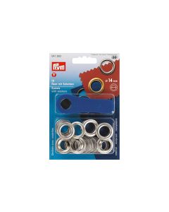 Prym Ösen + Scheiben 14 mm, Silber, 10 Stück