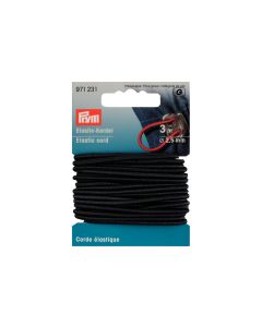 Prym Elastikband Kordel 2.5 mm, Schwarz