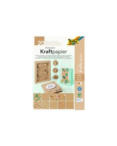 Folia Kraftkarton Kraftpapier Motivblock  A4, 20 Blatt Braun