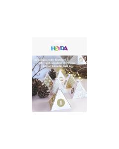 Heyda Adventskalender Bastel Set 8 x 8 x 9 cm, Gold/Weiss