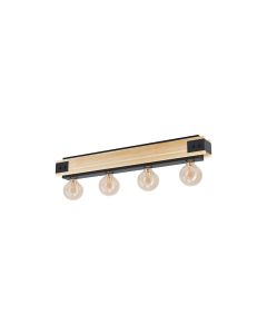EGLO Leuchten Deckenleuchte LAYHAM 4x E27, Braun/Schwarz