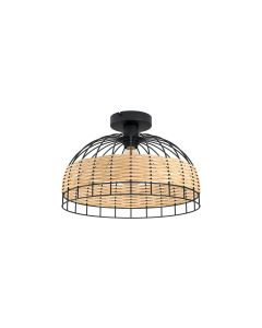 EGLO Leuchten Deckenleuchte ANWICK 1x E27, Schwarz/Natur