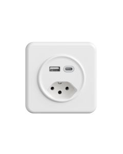 Feller STANDARDdue STANDARDdue Steckdose 1xUSB A,1xUSB C 3 A, 15 W Weiss
