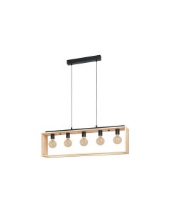EGLO Leuchten Pendelleuchte FAMBOROUGH 5x E27, Schwarz/Natur