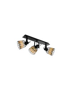 EGLO Leuchten Deckenleuchte ANWICK 1 3x E27 Schwarz/Natur