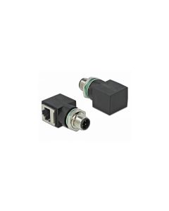 Delock Winkeladapter M12 4 Pin D Stecker - RJ45 Buchse 1 Stück