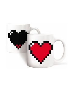 Kikkerland Kaffeetasse Pixel Herz mit Farbwechsel