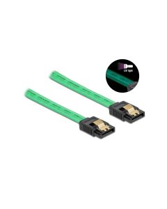 Delock SATA-Kabel UV Leuchteffekt grün 50 cm