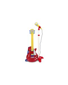 Bontempi Musikinstrument Rockgitarre mit Standmikrofon Rot