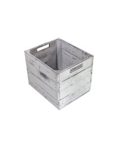 Holz Zollhaus Aufbewahrungskiste Vintage Shabby 33 x 38 cm, Grau/Weiss