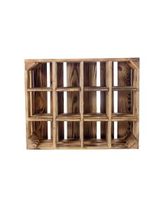 Holz Zollhaus Flaschenregal Vintage für 12 Flaschen, Kiefer geflammt