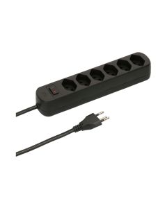 Max Hauri Steckdosenleiste Basic Line 6x T13 Reset Schalter, Schwarz