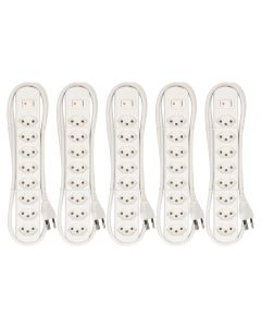 Max Hauri Steckdosenleiste Basic-Line 8x T13 Schalter Weiss, 5er Pack