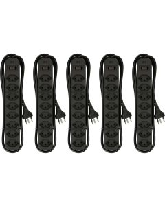 Max Hauri Steckdosenleiste Basic-Line 8x T13 Schwarz, 5er Pack