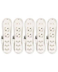 Max Hauri Steckdosenleiste Basic-Line 3x T13, 2x Schuko Weiss, 5er Set