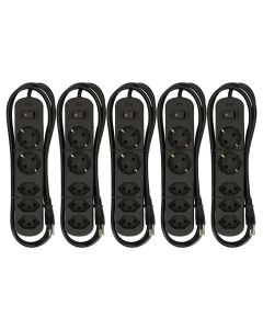 Max Hauri Steckdosenleiste Basic-Line 3x T13, 2x Schuko, SW, 5er Set