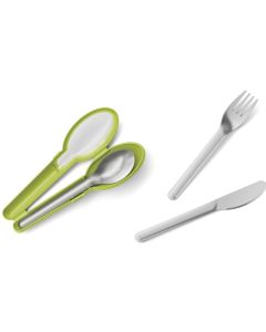Emsa Besteck-Set to go Clip & Go 3-teilig, Grün/Silber