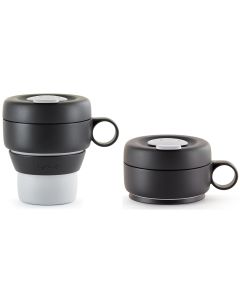 Lékué Thermobecher Mug to go 350 ml, Grau/Schwarz