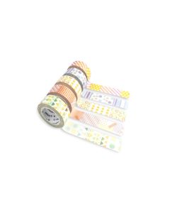 URSUS Washi Tape 10 m 5 Rollen, Mehrfarbig, Patchwork