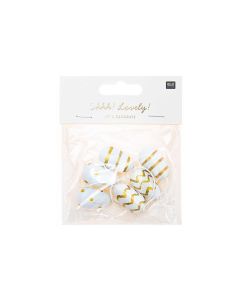 Rico Design Aufhänger Osterei 6 Stück, Gold/Weiss