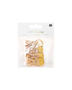 Rico Design Dekoklammer Osterhase 4 Stück, Gold