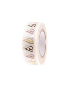 Rico Design Washi Tape Herzen 1.5 cm x 10m, Gold