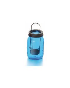 balthasar Windlicht Glas mit Teelichteinsatz Blau