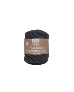 Glorex Wolle Makramee Rope gedreht 5 mm, 500 g, Anthrazit