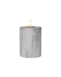Star Trading LED-Kerze Pillar Flamme Marble Ø 7.5 x 12.5 cm, Grau