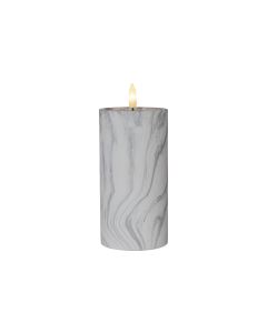 Star Trading LED-Kerze Pillar Flamme Marble Ø 7.5 x 17.5 cm, Grau