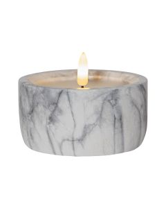 Star Trading LED-Kerze Pillar Flamme Marble Ø 10 x 7.5 cm, Grau