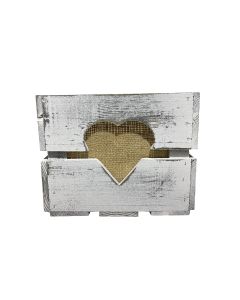 Holz Zollhaus Holzharasse mit Herzausschnitt, Shabby 30 x 30 cm