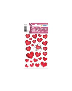 Herma Stickers 3D-Sticker Herzen mit Silberprägung 50 Stück Rot