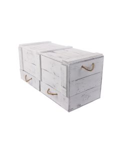 Holz Zollhaus Truhe Vintage Shabby Weiss, 85 x 40 cm