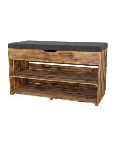 Holz Zollhaus Sitzbank mit Ablage, Braun geflammt, 90 x 55 cm