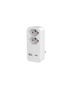 Elbro Abzweigstecker 2x T13, USB-A, USB-C mit Kinderschutz, weiss