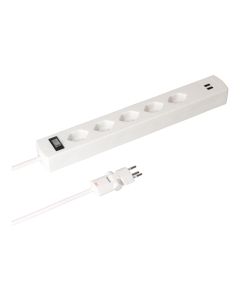 Max Hauri Steckdosenleiste SafetyLine 5x T13 mit USB A, Weiss