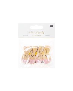 Rico Design Dekoklammer Osterhase 4 Stück, Rosa