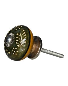 Tranquillo Möbelgriff handgemacht, Ø 4 cm, Dunkelgrün/Silber