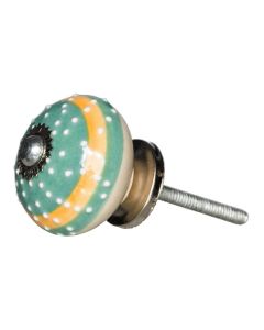 Tranquillo Möbelgriff handgemacht, Ø 4 cm, Türkis/Silber