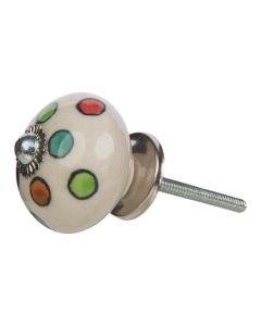 Tranquillo Möbelgriff handgemacht, Ø 4 cm, Beige/Silber