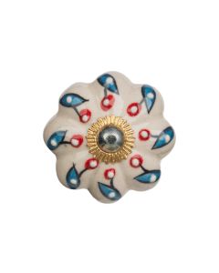 Tranquillo Möbelgriff handgemacht, Ø 4.5 cm, Weiss/Gold
