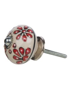 Tranquillo Möbelgriff handgemacht, Ø 4 cm, Weiss/Silber