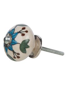 Tranquillo Möbelgriff handgemacht, Ø 4 cm, Weiss/Silber