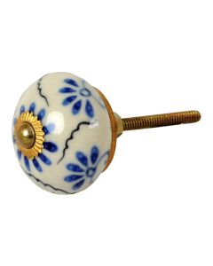 Tranquillo Möbelgriff handgemacht, Ø 4 cm, Weiss/Gold